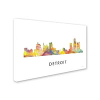 Zaštitni znak Fine Art 'Detroit Michigan Skyline WB-1' Canvas Art by Marlene Watson