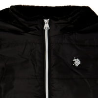 S. Polo ASN. Puhasta jakna s kapuljačom za djevojčice s metalnim oblogama i podstavom od krzna, veličine 4-16