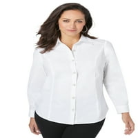 Ženska majica od rastezljivog pamučnog poplina Plus veličine, Bluza na kopčanje