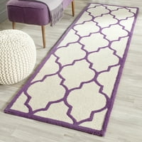 Tepih od vune u geometrijskom uzorku, ljubičasta boja Bjelokosti, 2'6 6'