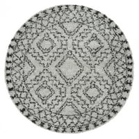 Marokanski tepih s resicama, promjera 4 inča, siva