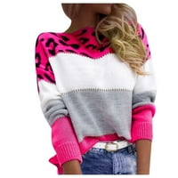 Puloveri, džemperi za žene, ženske jesensko-zimske Ležerne modne pulovere s leopard printom dugih rukava, široki