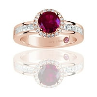 Rose Sterling Silver stvorio rubin okrugli rez zaručnički prsten