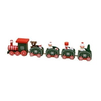 Božićni Smowman medvjeđi model vlaka Model radne površine Djeca igračka Xmas blagdanski poklon zelena drvena