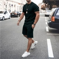 Hesxuno muškarci casual majice s kratkim rukavima i fit sportske kratke hlače set