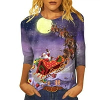Ženske božićne majice, Rasprodaja, ženske božićne majice, majice s printom na rukavima, Ležerne majice s Raglan
