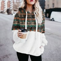 Za žene s kapuljačom plus klirens moda modni ženski patentni zatvarač V-izreza pulover vrhovi dugih rukava s kapuljačom