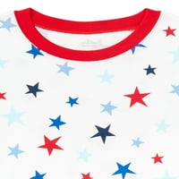 Unise Americana zvijezde vrh kratkih rukava i kratke hlače pamuk Snug Fit Pidžama set, komad, veličina 4-10
