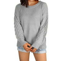 Modni pletenici džemperi labave žene s dugim rukavima pleteni džemper džemper pulovera siva l