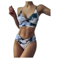 Ženski kupaći kostimi bikini kupaći kostimi ženski push-up bikini set s visokim dekolteom i visokim strukom, Dva