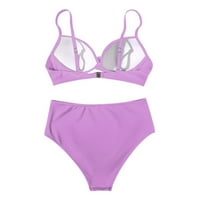 Ženski bikini set s visokim strukom bikini setovi s visokim strukom za kontrolu trbuha kupaći kostim svijetloljubičasti