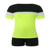 Ženske ljetne trenirke, kontrastne majice kratkih rukava U boji i kratke hlače za trčanje, sportska odjeća za