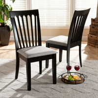2-dijelni set Blagovaonskih stolica od 2 komada presvučen sivom tkaninom i espresso smeđim drvenim oblogama