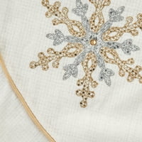 Svečana bijela suknja od snježne pahulje sa šljokicama za božićno drvce, 48