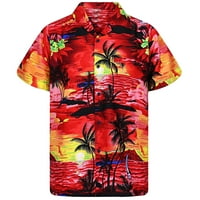 Havajske košulje za muškarce vintage gumb Down Palm Tree Print Top Casual Tropska košulja s kratkim rukavima Košulja