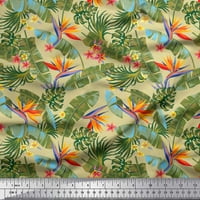 Pamučna tkanina od batista u obliku tropskog lišća, plumerije i helikonije širokog dvorišta s cvjetnim tiskom