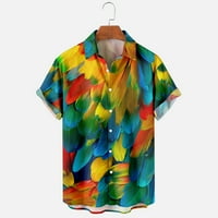 CLLIOS muški modni tisak Havajske košulje ležerne majice s majicama Down Majice Ljetne majice s kratkim rukavima