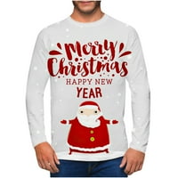 Muška majica s puloverom s okruglim vratom s dugim rukavima sa smiješnim printom od 3 a ružni Božićni džemper