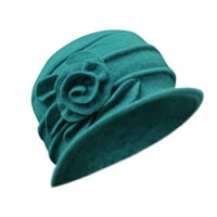 Ženska elegantna vunena kapa s cvjetnim uzorkom zimska Vintage Cloche kapa zelene bejzbolske kape