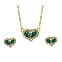 18-karatni set nakita od žutog zlata od smaragdne ogrlice i naušnica s pozlaćenim naušnicama