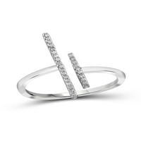 Otvoreni bijeli dijamantni prsten od srebra od srebra za žene