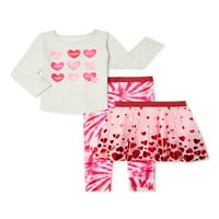 Komplet odjeće za djevojčice za Valentinovo: majica dugih rukava, tajice i Tutu suknja, 3 komada, veličine 12m-5T