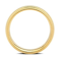 Zaručnički prsten od 14k običnog žutog zlata s dvostrukim sitnozrnatim uzorkom