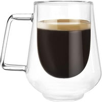 Prozirna čaša od 7,1 Oz, šalica za kavu s dvostrukom stijenkom, šalice za čaj s ručkama, izdržljive termalne čaše