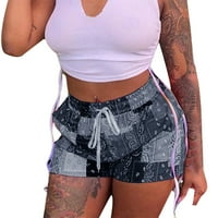 Kratke hlače za žene udobne kratke hlače s elastičnim pojasom S vezicama i čipkom s džepovima u sivoj boji A-liste