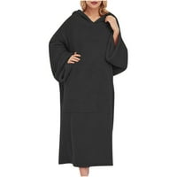 Ženska nejasna runa s kapuljačom pidžame toplo zimsko plišano ugodno duga noćna noćna vreća mekana odjeća za spavanje