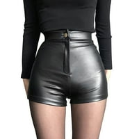 Kratke hlače za žene visoke kratke hlače vruće hlače pu kože crna moda srednjeg struka modno povremeni vikend