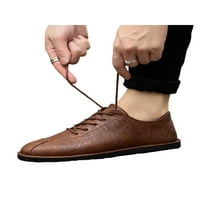 Muške udobne ravne cipele za hodanje Ležerne cipele s okruglim prstima muške modne tenisice Na vezanje crne 3