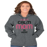 Smiješno održavaj mirnoj mama je ovdje meme zip hoodie dukserica žene Brisco brend 2x