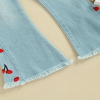 Pronađene ljetne traper hlače za djevojčice, rastezljive plave traper hlače s printom na visoku petu