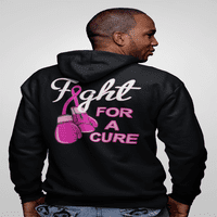 Svijest o raku dojke u donjem dijelu leđa pravi muškarci nose ružičastu kapuljaču s patentnim zatvaračem sprijeda