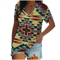 Ženski osnovni ljetni slatki vrhovi etnički stil izlazeći majice fahsion grafički casual trendi labavi fit majice