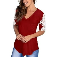 Ženska Rasprodaja, Ženska čipkasta majica kratkih rukava s izrezom u obliku slova a, široke Ležerne ljetne majice