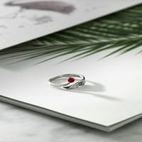 Gem Stone King 0. CT okrugla crvena stvorena rubin sterling srebrni prsten