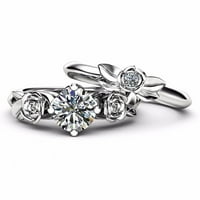 Ženski modni kreativni cvijet ruže dijamantni parni prsten, nakit
