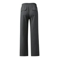 Ženske hlače ženske povremene čvrste boje labavi džepovi elastični pojas struka hlače duge hlače tamne sive veličine
