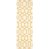 Geometrijska prostirka za trčanje od marokanske vune u boji Bjelokosti, 2 '6 8'