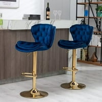 Baršunaste okretne barske stolice, set od 2, Moderna stolica s podesivom visinom, mehaničko podizanje, barske