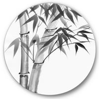 Dizajnerska umjetnost vintage crno-bijeli bambus Tradicionalni kružni metalni zidni umjetnički disk od 23