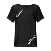 Kakina s slatkim vrhovima za žene trendi izlazeći tiskane majice s kratkim rukavima plus plaže crni, s