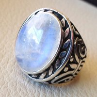 Rainbow Moonstone muški prsten, prirodna plava vatra Rainbow Moonstone, Srebrni nakit, srebrni prsten, rođendanski