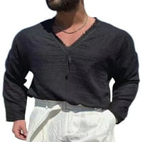 Muške majice za plažu u uobičajenom kroju, ležerna osnovna majica Na vezanje, moderna jednobojna bluza u crnoj