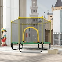 MERA 5FT Unutarnji trampolin za djecu sa sigurnosnim kućištem, žuto zelena