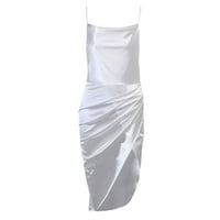 XySaqa Sundresses za žene maxi haljina za žene seksi vitki križ čvrste boje podijeljeni kuk zategnute tanke haljine