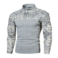 Muškarci dugi rukavi pola zip vrat pulover sportska vježba teretana fitness bluza tinejdžera svijetlo siva 2xl