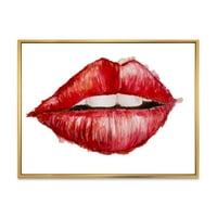 Valentinovo crvene ženske usne uokvirene slikarskim platno umjetnički tisak